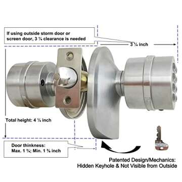 SoHoMiLL® Electronic Keypad Door Knob SoHo Mill® and Lock Set with Backup Mechanical Key (Spring Latch Lock; Not Deadbolt; Not Phone Connected), Single Front keypad YL 99 Upgraded Model-B