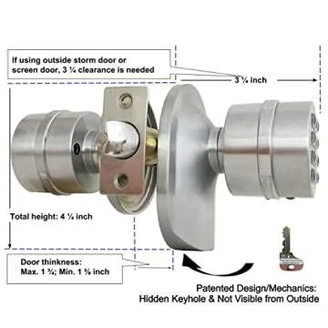 SoHoMiLL® Electronic Keypad Door Knob SoHo Mill® and Lock Set with Backup Mechanical Key (Spring Latch Lock; Not Deadbolt; Not Phone Connected), Single Front keypad YL 99 Upgraded Model-B