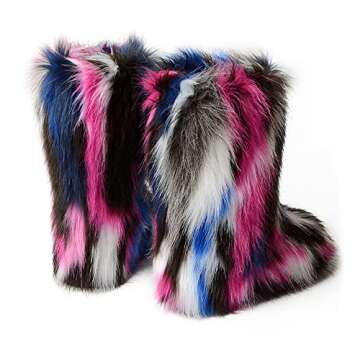 ZOSCGJMY Faux Fur Winter Boots for Women