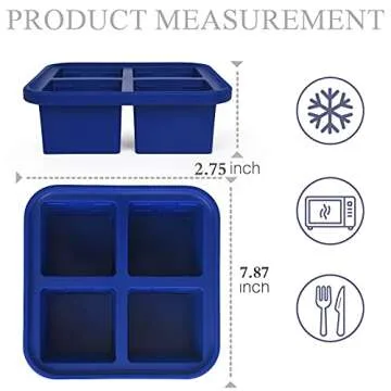 Kinggrand Kitchen 1 Cup Silicone Freezer Molds 2 Pack Silicone Freezer Tray with Lid Make 8 Perfect ...