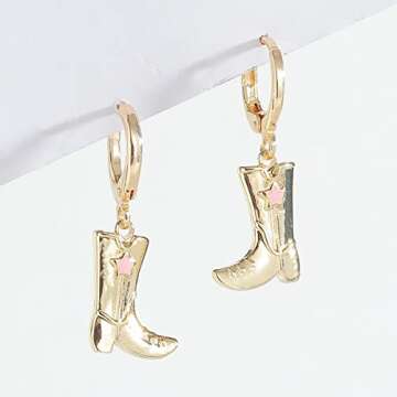 MOEPAPA Western Cowgirl Boot Earrings Cowgboy Dangle Drop earrings for women
