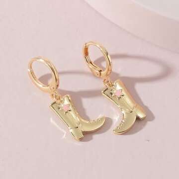MOEPAPA Western Cowgirl Boot Earrings Cowgboy Dangle Drop earrings for women