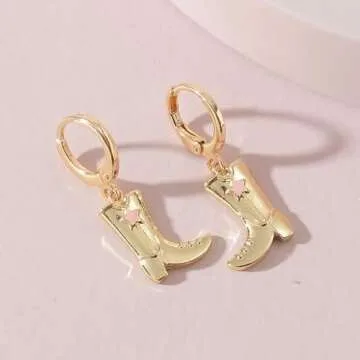 MOEPAPA Western Cowgirl Boot Earrings Cowgboy Dangle Drop earrings for women