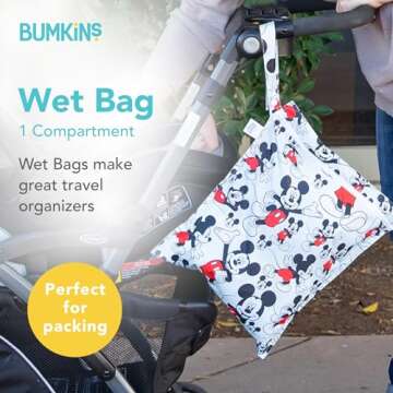 Bumkins Disney Waterproof Wet Bag for Baby, Travel, Swim Suit, Cloth Diapers, Pump Parts, Pool, Gym ...