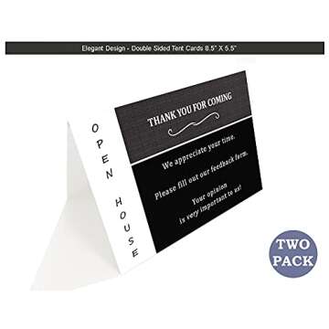 Realtor Open House Supplies – Real Estate Sign in Book Notepads to Collect Buyer Info & Opinion about the Home For Sale. Instructional Open House Door Hanger & Tent Card Signs, Tasteful Design. Two-Pack. Life Charge. Made in the USA.