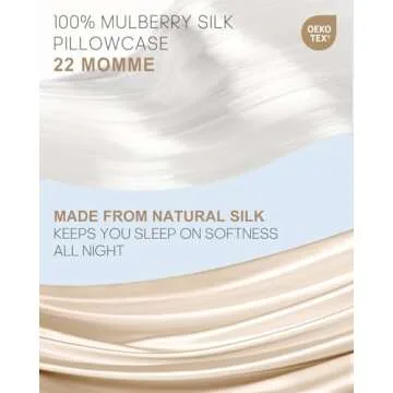 THXSILK 100% Mulberry Silk Pillowcases Set of 2 - Grade 6A+ Silk Covers with Zipper, Queen Size (Bei...