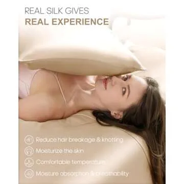 THXSILK 100% Mulberry Silk Pillowcases Set of 2 for Hair and Skin