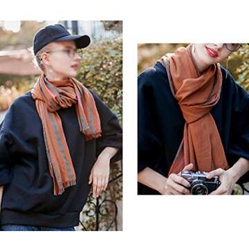 LABANCA Womens Vintage Boho Scarf Winter Warm Printed Scarf Shawl Earth yellow