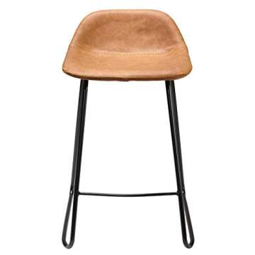 Cortesi Home Ava Counterstools in Saddle Brown faux Leather, 25" High,CH-CS624959