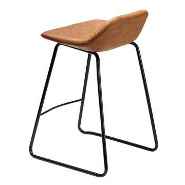 Cortesi Home Ava Counterstools in Saddle Brown faux Leather, 25" High,CH-CS624959