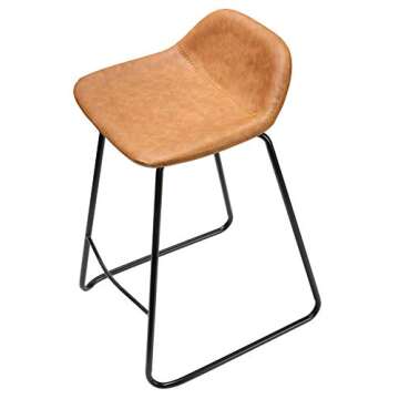 Cortesi Home Ava Counterstools in Saddle Brown faux Leather, 25" High,CH-CS624959