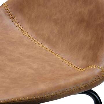 Cortesi Home Ava Counterstools in Saddle Brown faux Leather, 25" High,CH-CS624959