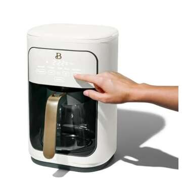 GenericBeautiful 14 Cup Programmable Touchscreen Coffee Maker by Drew Barrymore (White), 17.44 x 12.95 x 10.78 Inches, 19017