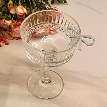 XIAOYUE Set of 20 Transparent Bow Drink Tag,Bowknot Drink Tag for Wedding Bridal Shower Decor, Engagement Party Decor (Clear)