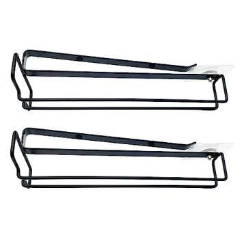 LINFIDITE Wine Glass Holder 2PCS Stemware Rack Hanger Under Cabinet Wine Glass Rack Kitchen Hanging Glass Storage Rack Organizer,Black