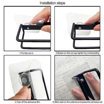 LINFIDITE Wine Glass Holder 2PCS Stemware Rack Hanger Under Cabinet Wine Glass Rack Kitchen Hanging Glass Storage Rack Organizer,Black