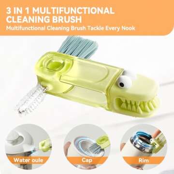 3 in 1 Cup Lid Gap Cleaning Brush Set, Multifunctional Bottle Cleaning Brush, Silicone Cup Lid Gap Cleaner, Home Kitchen Crevice Cleaning Tools (Multicolored)