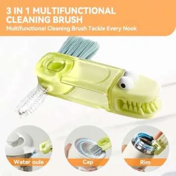 3 in 1 Cup Lid Gap Cleaning Brush Set, Multifunctional Bottle Cleaning Brush, Silicone Cup Lid Gap Cleaner, Home Kitchen Crevice Cleaning Tools (Multicolored)