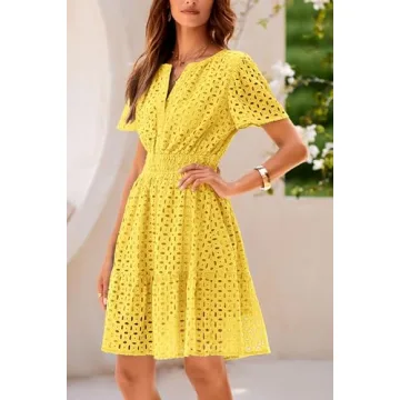 PRETTYGARDEN Women's Summer Lace Dress - V-Neck A-Line Style