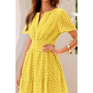PRETTYGARDEN Women's Summer Lace Dress - V-Neck A-Line Style