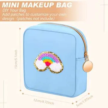 Kacctyen 12 Pcs Mini Makeup Bag Nylon Small Pouch for Purse Mini Square Nylon Pouch with Zipper Small Cosmetic Travel Makeup Bag Purse Organizer for Women(Fresh Color,Regular)