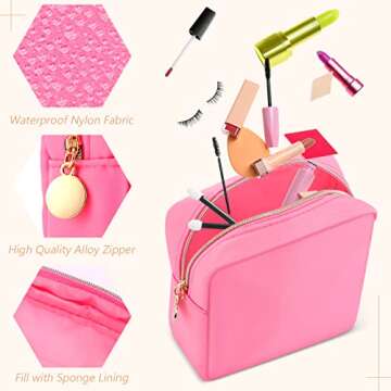 Kacctyen 12 Pcs Mini Makeup Bag Nylon Small Pouch for Purse Mini Square Nylon Pouch with Zipper Small Cosmetic Travel Makeup Bag Purse Organizer for Women(Fresh Color,Regular)