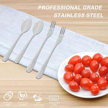 Set of 16 Demitasse Espresso Spoon (4 inch) and Stainless Steel Forks (4.8 inch), DaKuan Mini Coffee Spoons & Cake Forks for Dessert, Tea, Appetizer