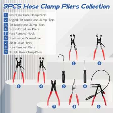 PPKBBEB 9PCS Hose Clamp Pliers Set - Precision Tools for Easy Disconnecting