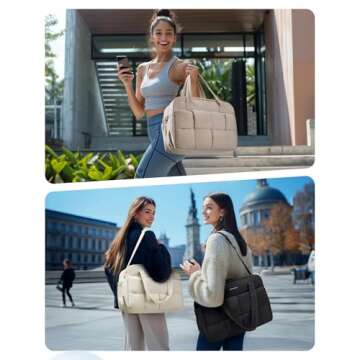 BAGSMART Gym Bag for Women, 29L Puffer Travel Bag Duffle Bag for Travel with Laptop Compartment, Wee...