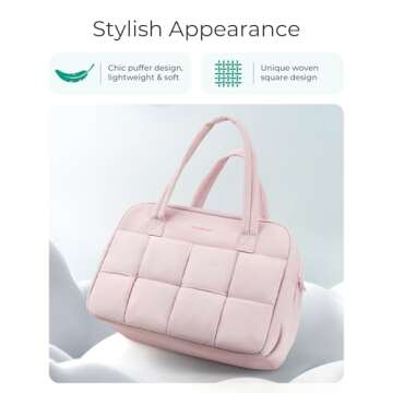 BAGSMART Gym Bag for Women, 29L Puffer Travel Bag Duffle Bag for Travel with Laptop Compartment, Weekender Bags for Women, Carry On Duffel Bag Personal Item Bag