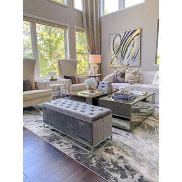 Inspire Me! Home Décor Jessica Ottoman Bench with Storage Organizing Dividers, Classy Soft Velvet, ...