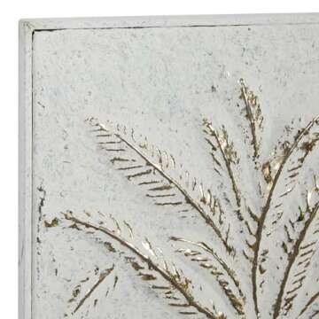 Deco 79 Metal Tree Home Wall Decor Relief Palm Wall Sculpture with Gold Detailing, Wall Art 14" x 1"...