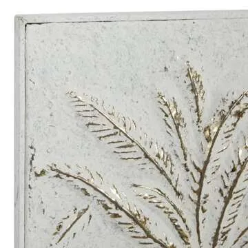 Deco 79 Metal Tree Home Wall Decor Relief Palm Wall Sculpture with Gold Detailing, Wall Art 14" x 1" x 33", Gold