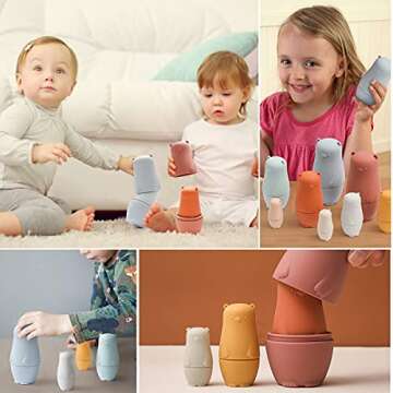 OESSUF Nesting Dolls | Silicone Educational Toy for Toddlers