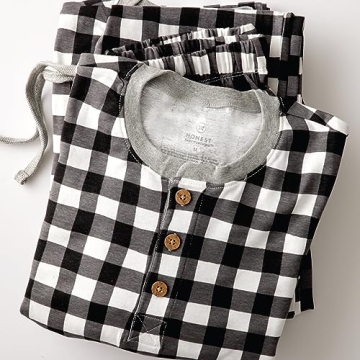 HonestBaby Family Matching Holiday Pajamas Organic Cotton for Men, Women, Kids, Toddlers, Baby Boys, Girls, Unisex Pets , Painted Buffalo Check Print, 0-3 Months