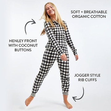HonestBaby Family Matching Holiday Pajamas Organic Cotton for Men, Women, Kids, Toddlers, Baby Boys, Girls, Unisex Pets , Painted Buffalo Check Print, 0-3 Months