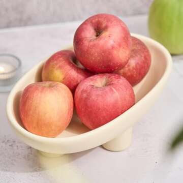 Fruit Bowl Three-Legs Ceramic Fruit Bowl for Kitchen Counter,10 Inch Fruit Basket Oval Large Decorat...