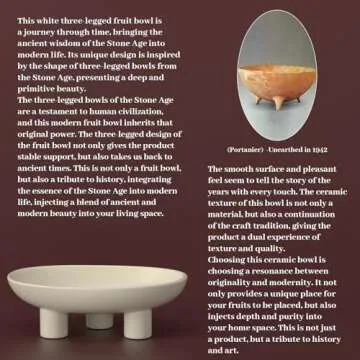 Fruit Bowl Three-Legs Ceramic Fruit Bowl for Kitchen Counter,10 Inch Fruit Basket Oval Large Decorative Bowl Candy Pedestal Key Bowl for Breads, Home Room Entryway Table Décor, Wabi-Sabi Matte Crème