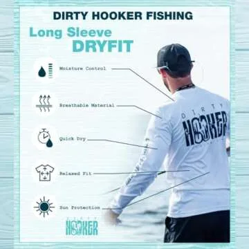 Dirty Hooker Fishing Gear Long Sleeve Fishing Shirt for Men Special Edition - Uv Protection Long Sleeve Shirt Men - Long Sleeve Swim Shirt for Men - Quick Dry Fit Shirt for Men (Small)