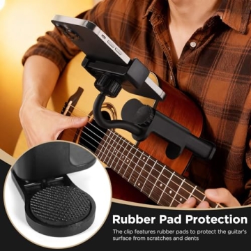 Facmogu Guitar Phone Holder, 360° Rotatable Mount for Guitars and Ukuleles