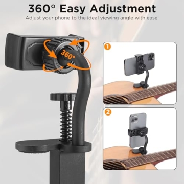 Facmogu 360° Rotatable Guitar Phone Holder for Musicians