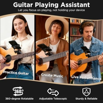 Facmogu 360° Rotatable Guitar Phone Holder for Musicians