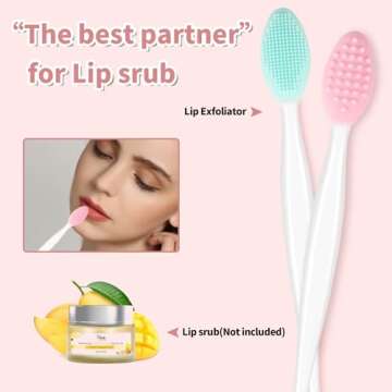 Lip Scrub Brush Lip Scrubber Tool Lip Exfoliator Brush Silicone Lip Brush Exfoliating Lip Brush Lip Scrub Tool for Dark Lips