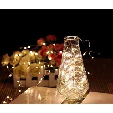 WSgift 2 Pack 20 Feet 60 Warm White Led Battery Operated Fairy Lights with Remote Control Timer Waterproof Silver Copper Wire Twinkle String Lights for Party Bedroom Wedding Christmas Decorations
