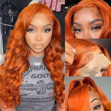 Eteenana Ginger Lace Front Wigs Human Hair Pre Plucked Body Wave 13x4 HD Transparent Lace Front Wigs...