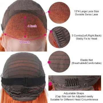 Eteenana Ginger Lace Front Wigs Human Hair Pre Plucked Body Wave 13x4 HD Transparent Lace Front Wigs Human Hair Colored 100% Brazilian Orange Glueless Human Hair Wigs for Women 180% Density (20 Inch)