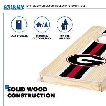 Wild Sports Georgia Bulldogs 1' x 2' Travel Size Solid Wood Cornhole Set with Direct Print HD Team Graphics – Great Gift for Any Sports Fan! Bean Bag Toss Family Games for Outdoor Play