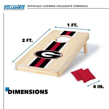 Wild Sports Georgia Bulldogs 1' x 2' Travel Size Solid Wood Cornhole Set with Direct Print HD Team Graphics – Great Gift for Any Sports Fan! Bean Bag Toss Family Games for Outdoor Play