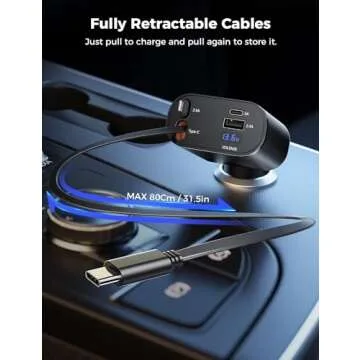 SUPERONE Retractable Car Charger with Dual Type C Cables