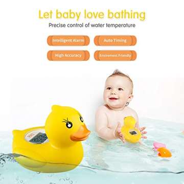 b&h Baby Thermometer, The Infant Baby Bath Floating Toy Safety Temperature Thermometer (Lady Duck)